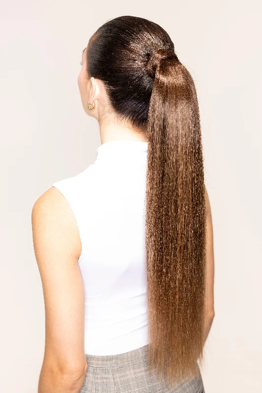 BELLAMI x Andrew Fitzsimons 24"" The Ponytail 120g Dark Brown/Chestnut Brown (2/6) Balayage