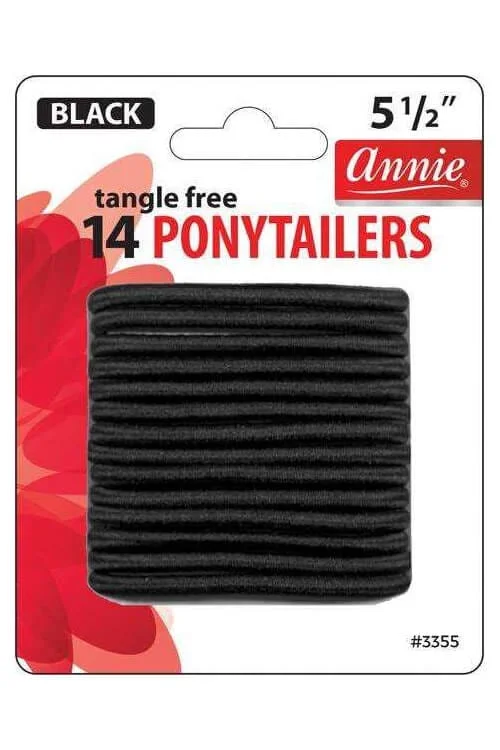 Annie #3355 Tangle Free Black Ponytailers 5 1/2"" 14 ct