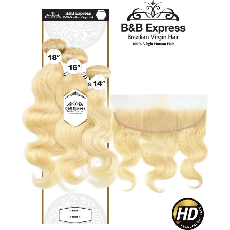 B & B Gold 100% Human Hair Bundles + 13x4 Lace Frontal - 613