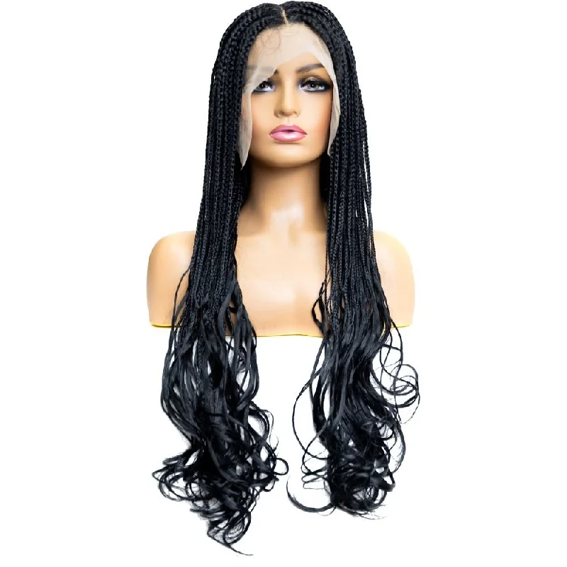 B & B Knotless Synthetic Braided Full Lace Wig - Micro Boho French Curl