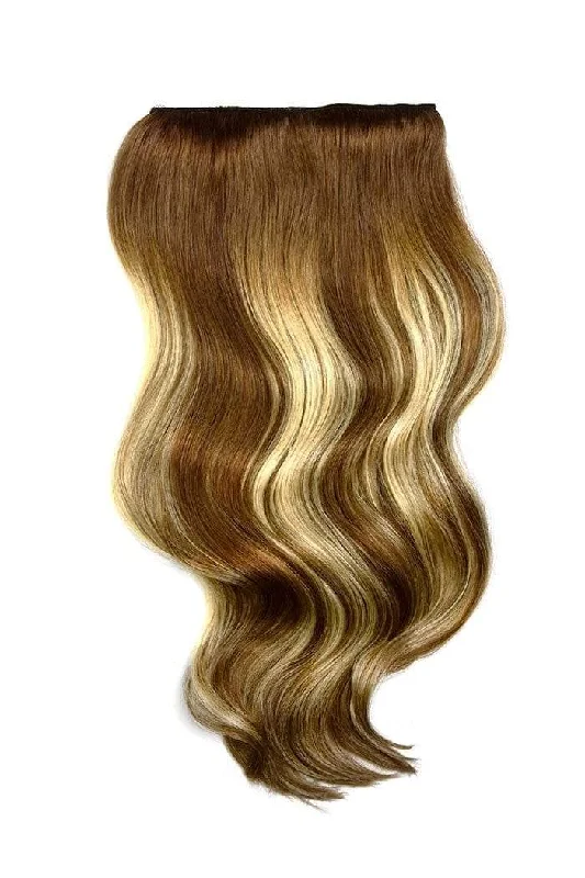 Double Wefted Full Head Clip in Hair Extensions - Chestnut Bronde Balayage