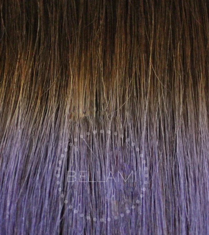 BELLAMI 220g 22"" Ombre #4 - Chocolate Brown / Lavender Hair Extensions