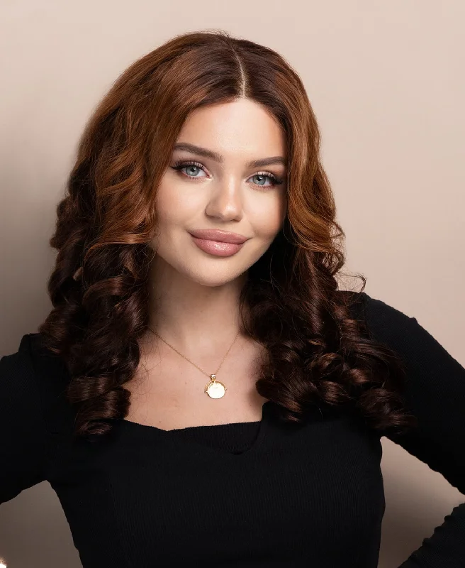 bouncy curls human wig - 18"" brown ombre.