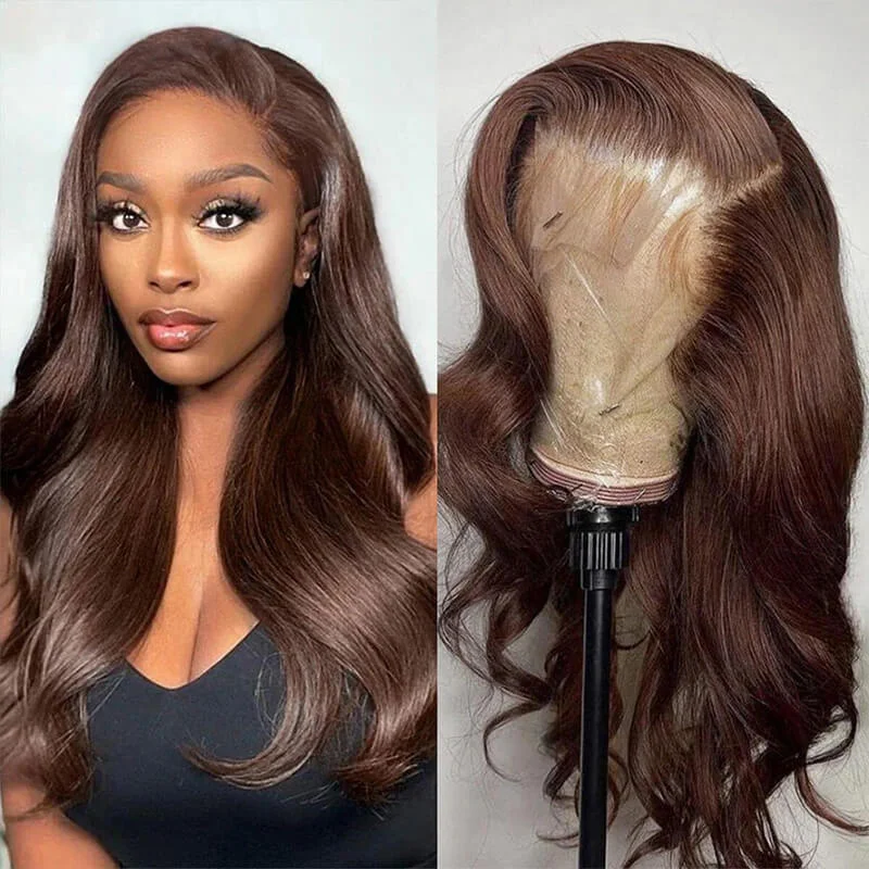 Brown Wig Body Wave 360 Lace Wig 100% Human Hair #4 Colored Wig