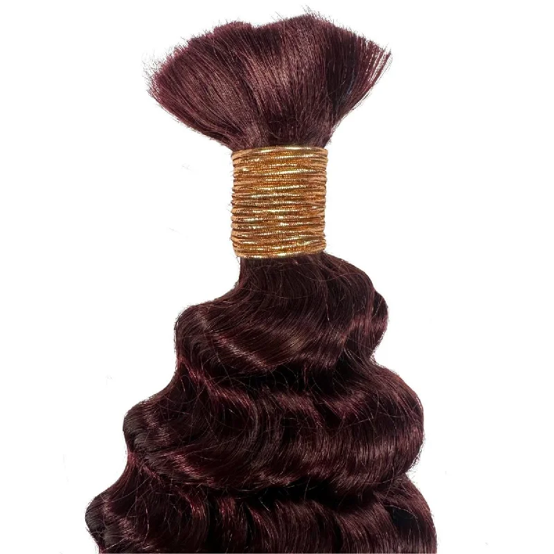 Burgundy Deep Wave Bulk Human Braiding Hair