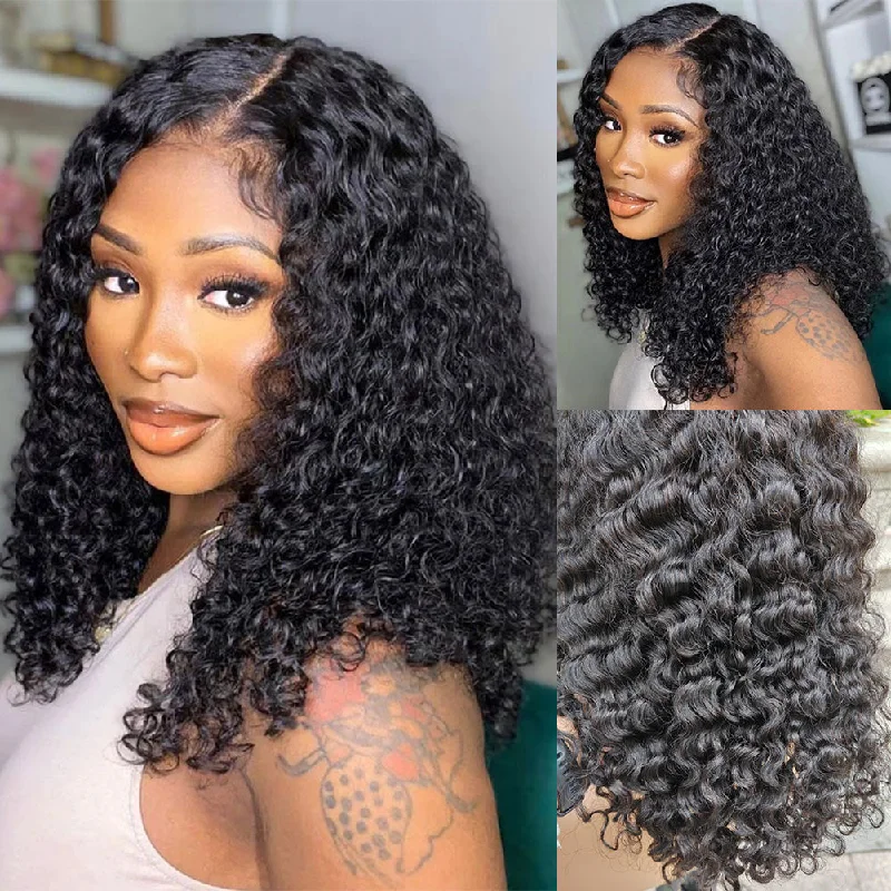 Burmese Curls Bob Wig Preplucked Human Hair Curly Lace Wigs