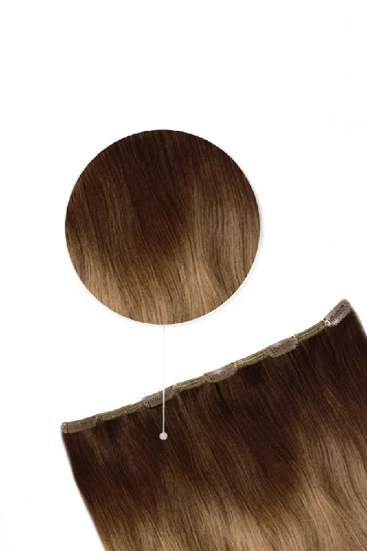 One Piece Top-up Remy Clip in Human Hair Extensions - Chocolate Honey Ombre (#T4/27)