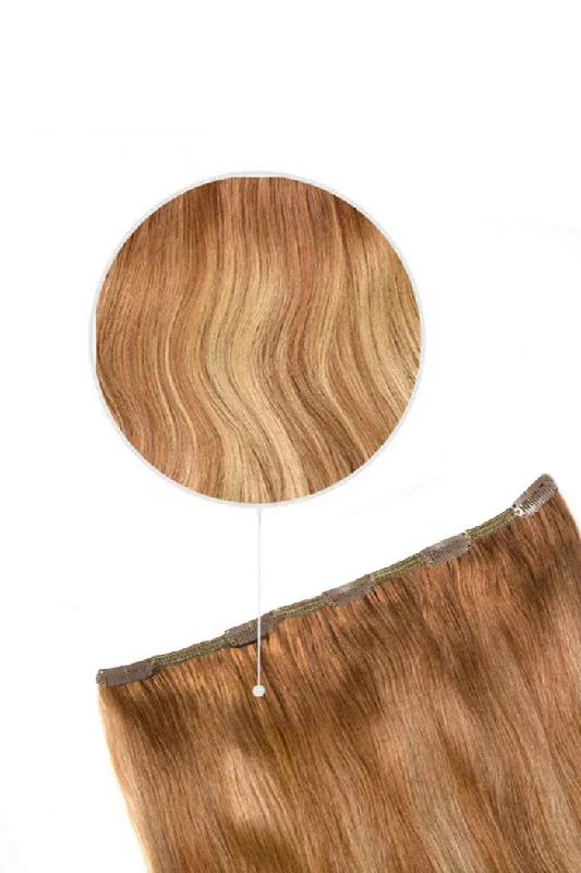 One Piece Top-up Remy Clip in Human Hair Extensions - Cinnamon Swirl Balayage