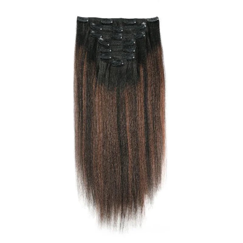 Clip in Hair Extension Yaki Straight 1BT1BP4#