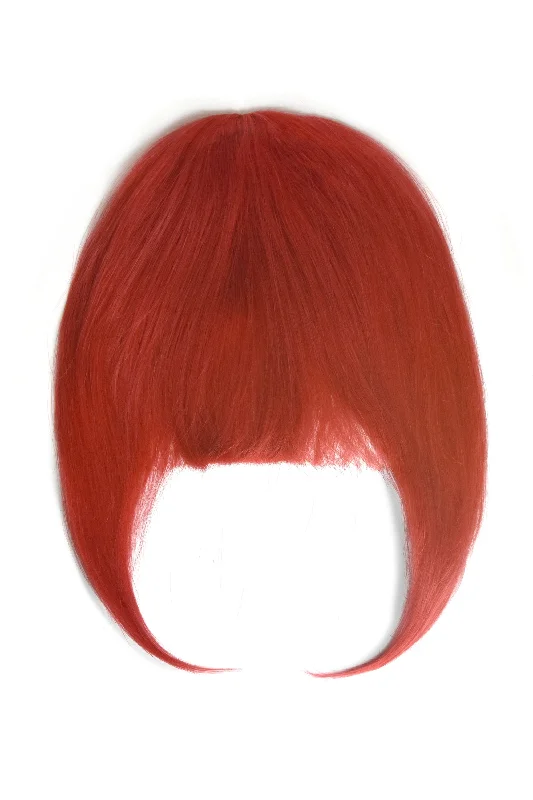 Clip in /on Remy Human Hair Fringe / Bangs - Bright Red