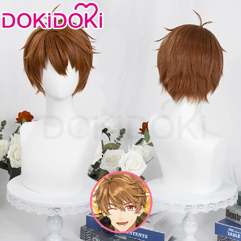 DokiDoki Game Tears of Themis Cosplay Raven Wig Short Straight Brown Hair