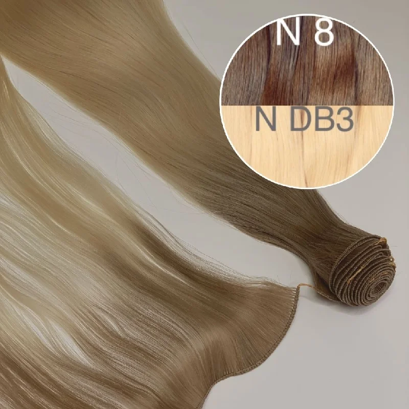 Hair Wefts Hand tied / Bundles Color _8/DB3 GVA hair_One donor line