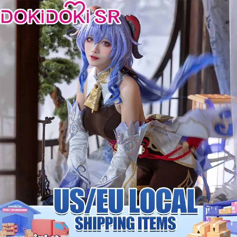 【US/EU LOCAL SHIPPING 】DokiDoki-SR Game Genshin Impact Cosplay Gan Yu Costume / Wig Ganyu