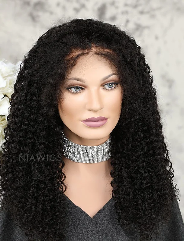 Tight Curls Human Hair Lace Front Wigs With Preplucked Natural Hairline