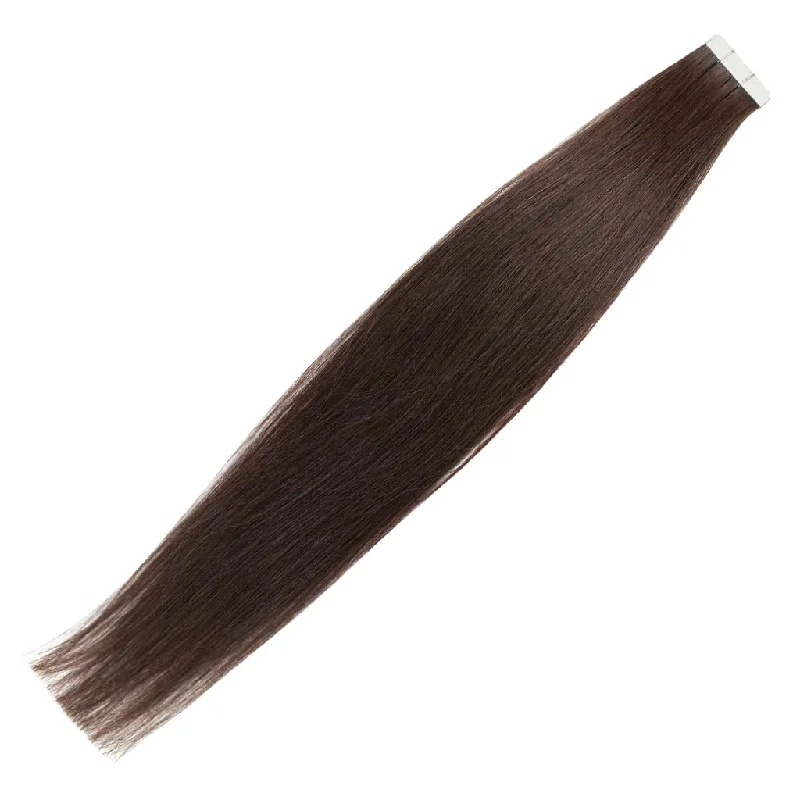 #2 Darkest Brown Straight Tape-In Hair Extensions Double Drawn