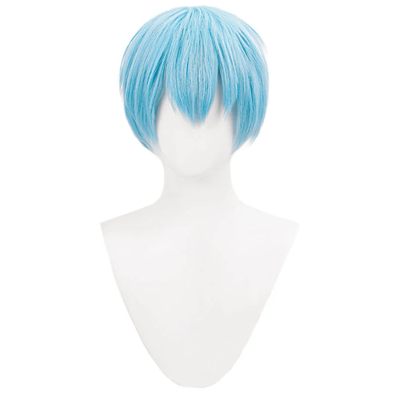 【Ready For Ship】DokiDok Manga Sōsō no Frieren Cosplay Himmel Wig Short Straight Blue Hair / Wreath