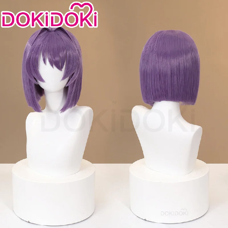 DokiDoki Anime Clannad Cosplay Fujibayashi Ryou Wig Short Straight Purple Hair