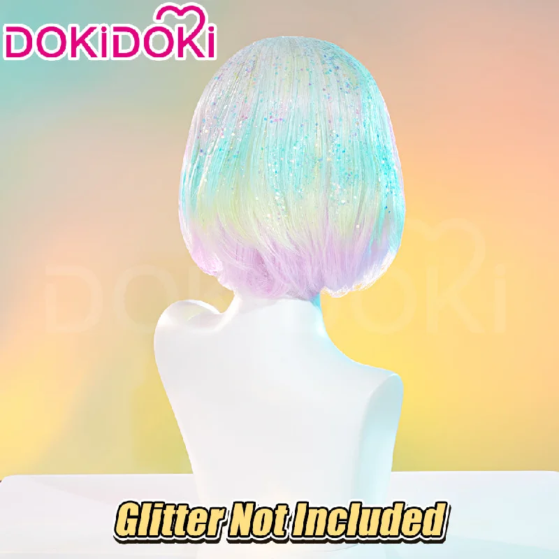 DokiDoki Anime Land of the Lustrous Cosplay Diamond Wig Short Curly Hair/Shinny Laser Paper / Glitter/ Aurora Laser Sequins