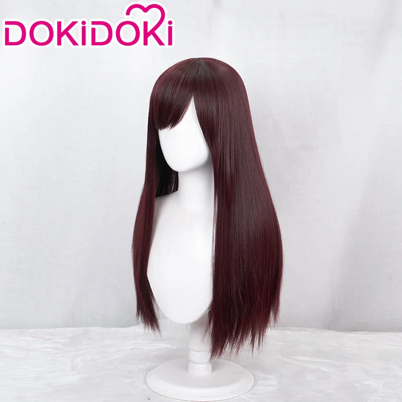 DokiDoki Game CosplayLong Red Brown Straight Wig