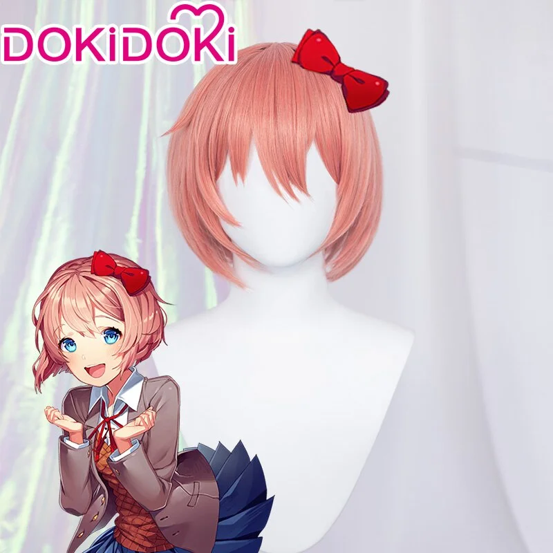 【Ready For Ship】DokiDoki Game Literature Club Cosplay Wig Sayori  Short Pink  DDLC