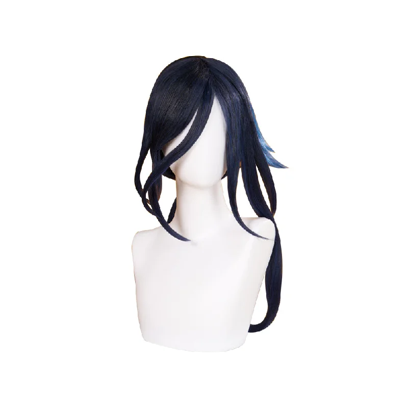 【Ready For Ship】DokiDoki Game Genshin Impact Cosplay Clorinde Wig Long Blue Pony Tail Fontaine/ Earring