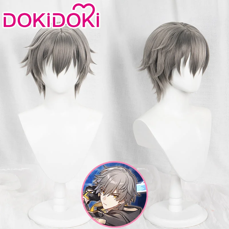 【Ready For Ship】DokiDoki Game Honkai: Star Rail Cosplay Hero Caelus Cosplay Wig Halloween Short Grey Trailblazer