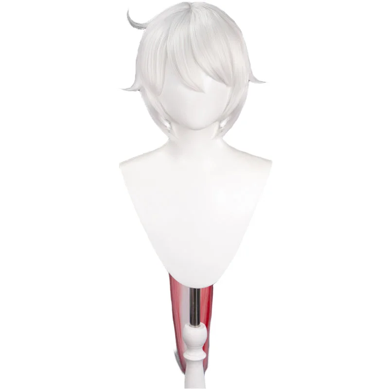 DokiDoki Game Honkai Impact 3 Cosplay Herrscher of Flamescion Kiana Kaslana Cosplay Wig/ Earring Long White Red Ear Clip