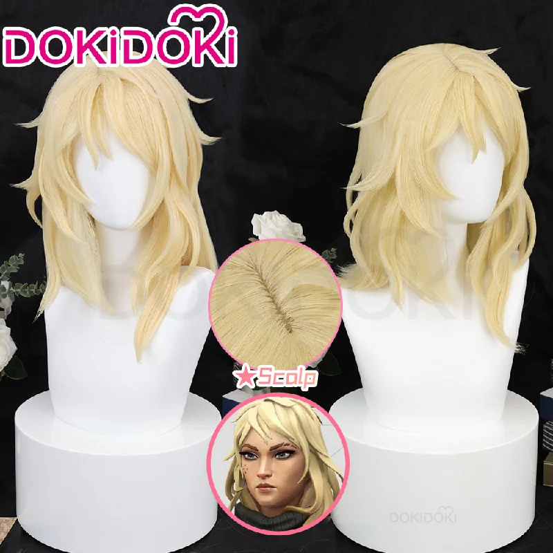 【Ready For Ship】DokiDoki Game Valorant Cosplay Deadlock Wig Long Curly Yellow Hair