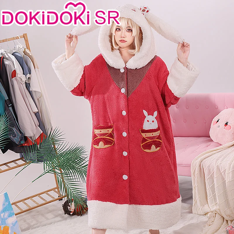 【In Stock】DokiDoki-SR Game Genshin Impact Cosplay Ganyu / Klee Cosplay Costume Dojin Winter Sleepwear Pajamas