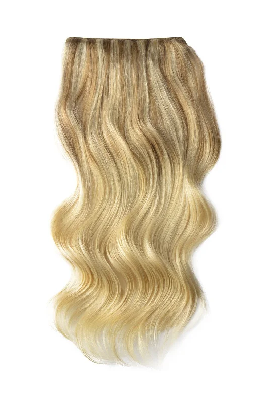 Double Wefted Full Head Remy Clip in Human Hair Extensions - ombre/Ombre (#T18/613)