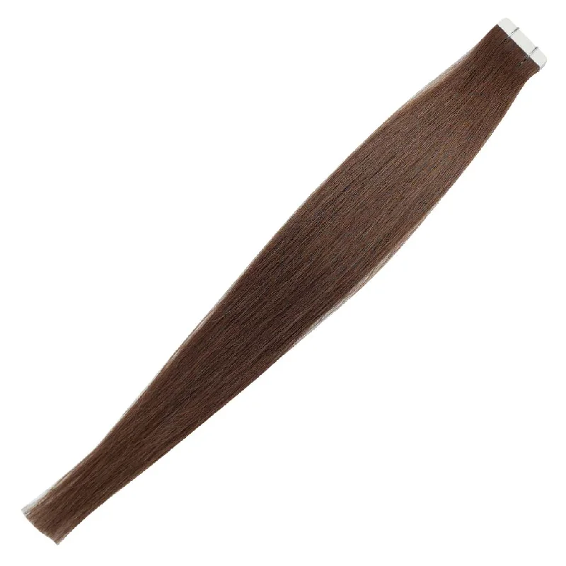 Final Sale #3 Brown Straight Tape-In Hair Extensions Double Drawn