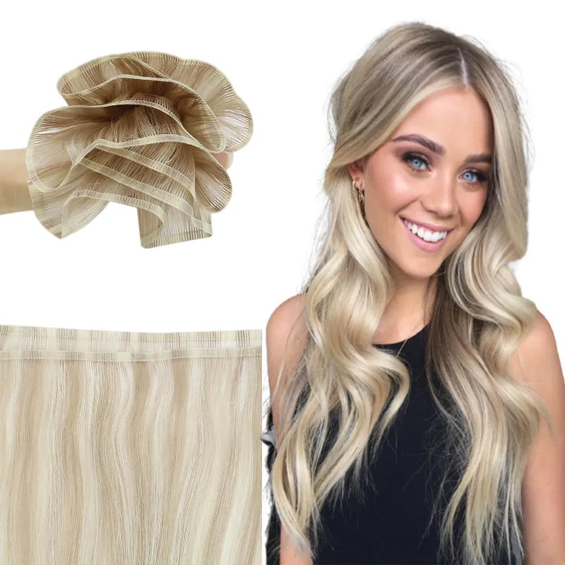 Sunny Hair Flat Silk Weft Hair Extensions 100% Virgin Human Hair Bundles Blonde #Nordic