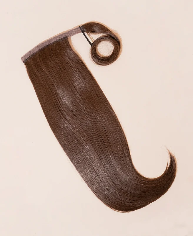 vegan fiber flipped ends ponytail - chocolate brown 17"".