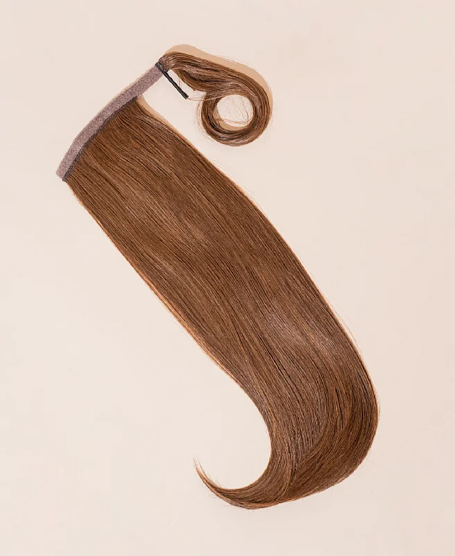 vegan fiber flipped ends ponytail - mixed brown 17"".