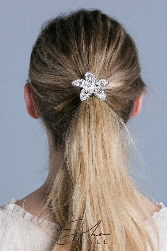 Flower Crystal Petal Ponytail holder