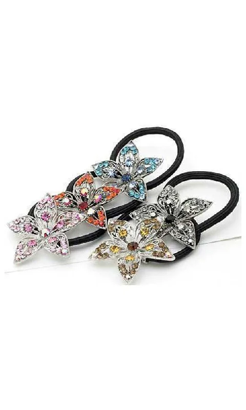 Flower Crystal Petal Ponytail holder