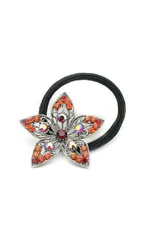 Flower Crystal Petal Ponytail holder