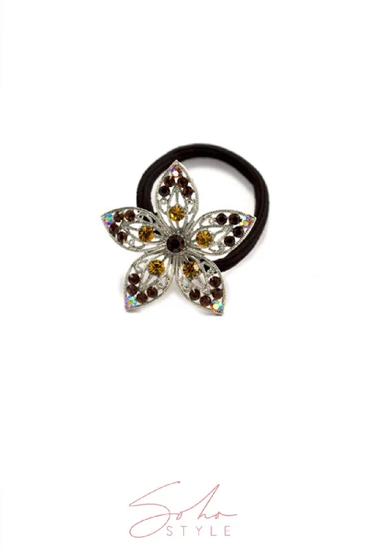 Flower Crystal Petal Ponytail holder