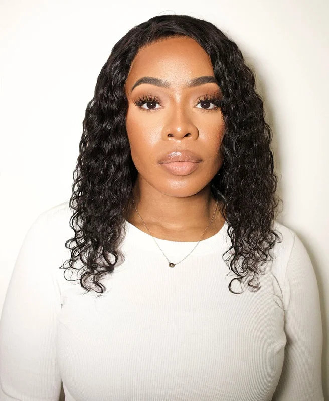 front lace human wig - 12"" 3A curly natural black.