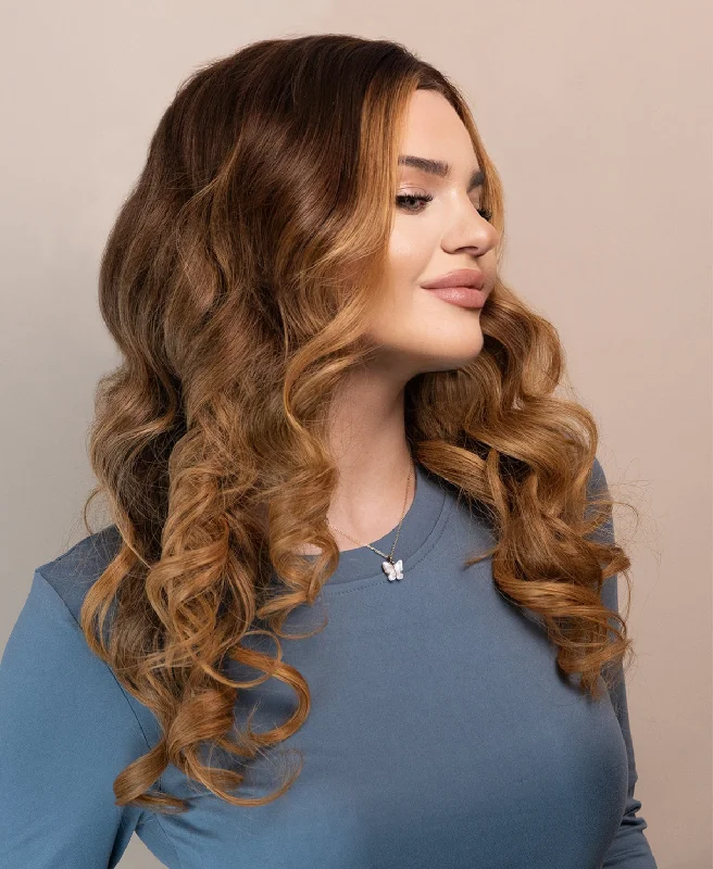 front lace human wig - 20"" chestnut bronde balayage.