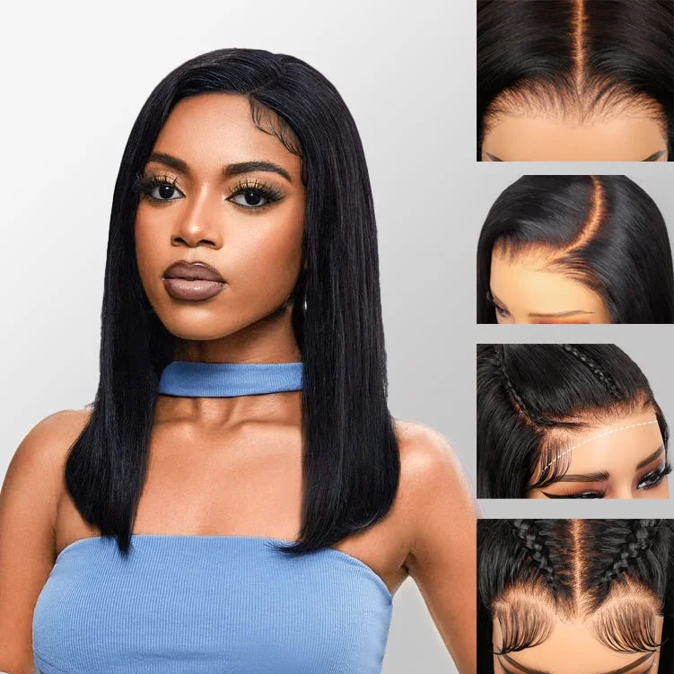 Wear & Go Glueless Wig Black Straight Bob 13x4 Lace Wigs With Breathable Cap