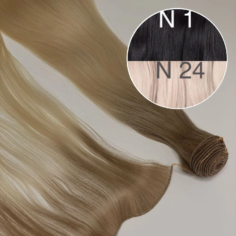 Hair Wefts Hand tied / Bundles Color _1/24 GVA hair_One donor line