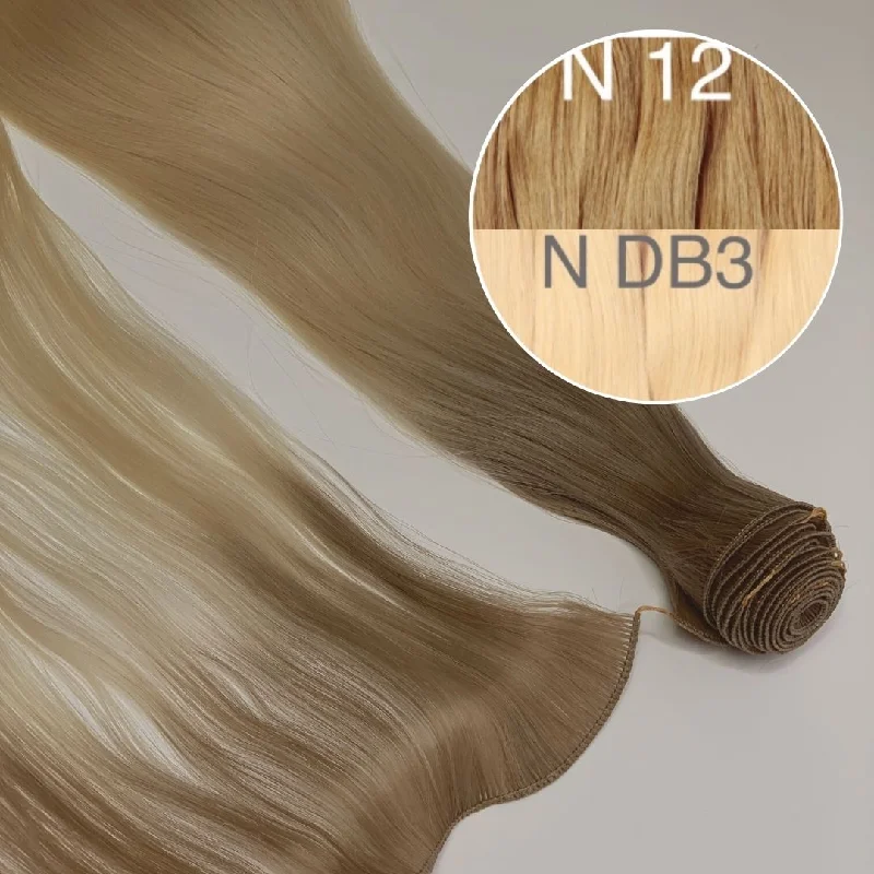 Hair Wefts Hand tied / Bundles Color _12/DB3 GVA hair_One donor line