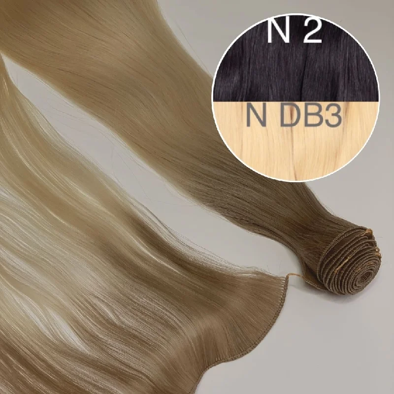 Hair Wefts Hand tied / Bundles Color _2/DB3 GVA hair_One donor line