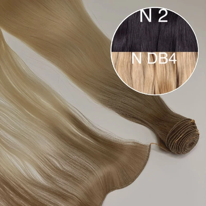 Hair Wefts Hand tied / Bundles Color _2/DB4 GVA hair_One donor line