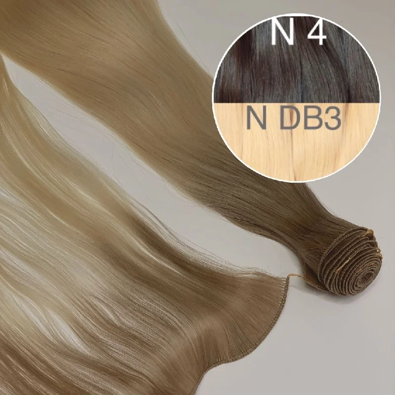 Hair Wefts Hand tied / Bundles Color _4/DB3 GVA hair_One donor line