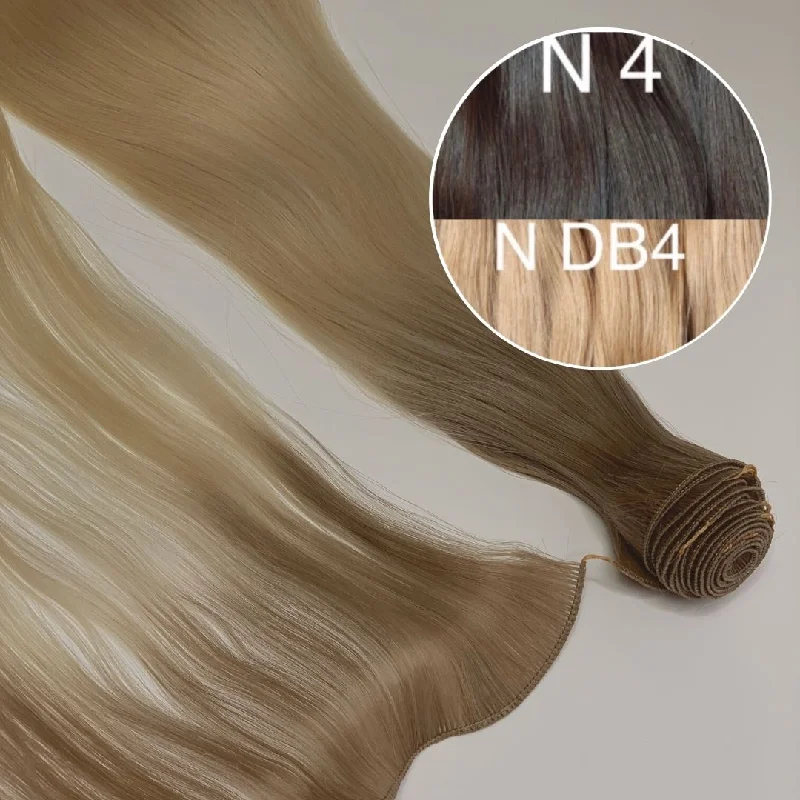 Hair Wefts Hand tied / Bundles Color _4/DB4 GVA hair_One donor line