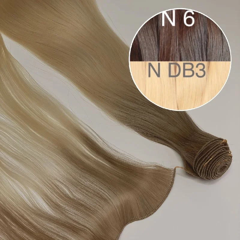 Hair Wefts Hand tied / Bundles Color _6/DB3 GVA hair_One donor line