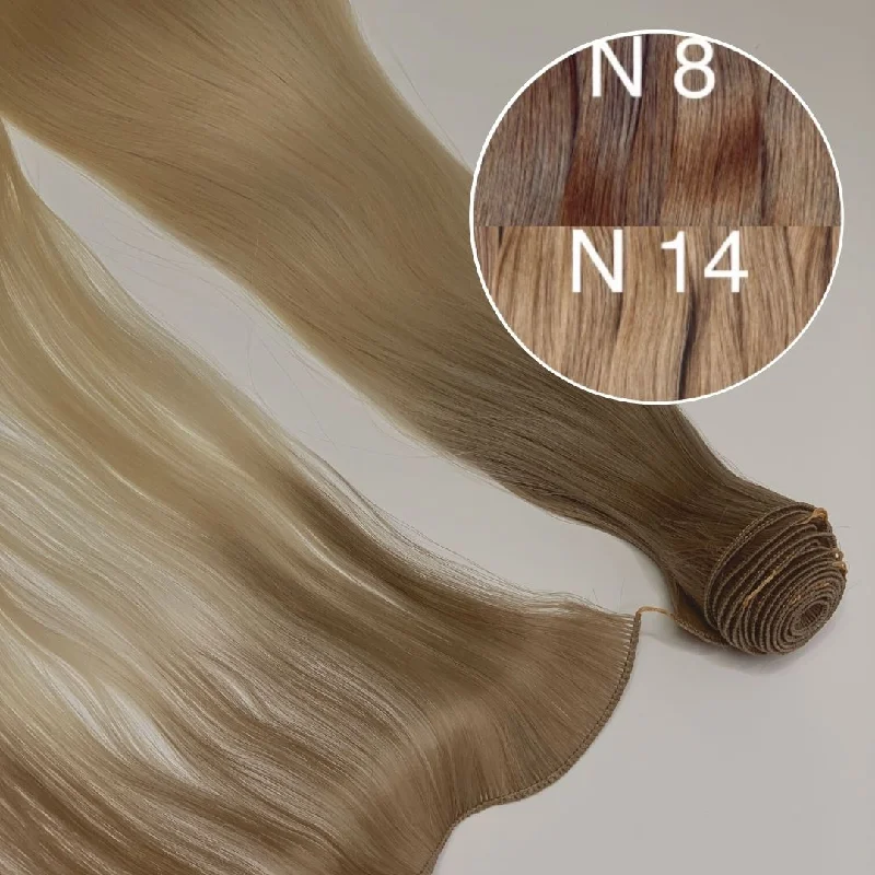 Hair Wefts Hand tied / Bundles Color _8/14 GVA hair_One donor line