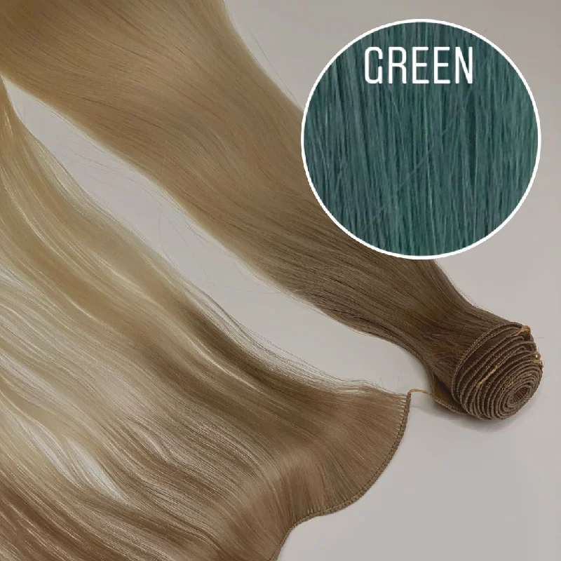 Hair Wefts Hand tied / Bundles Color GREEN GVA hair_One donor line